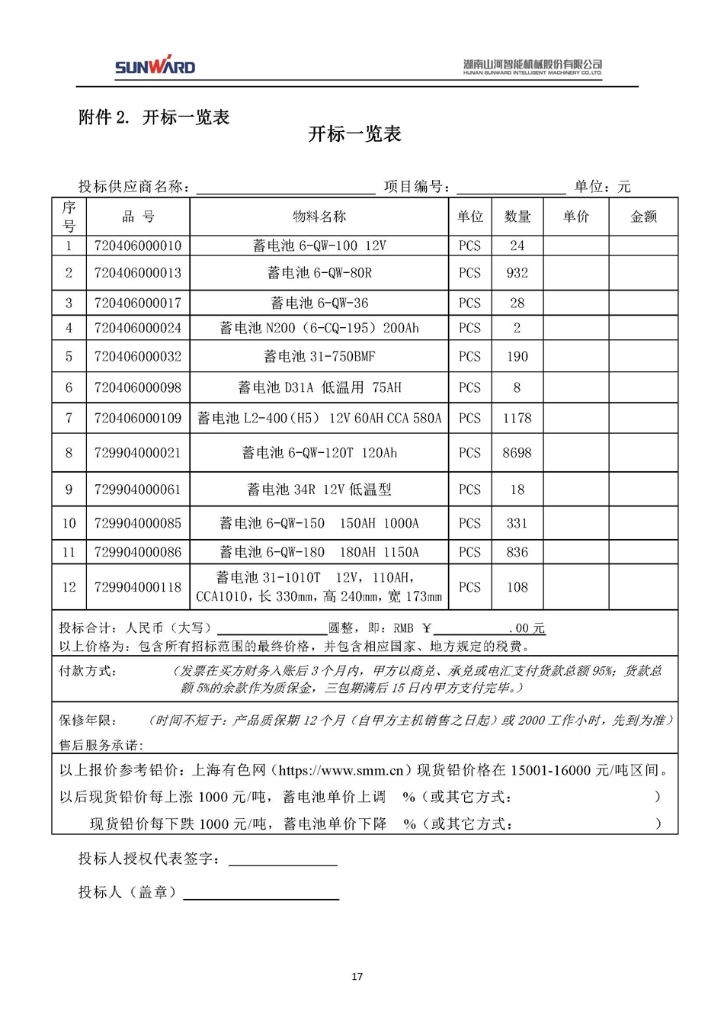 蓄電池采購項(xiàng)目招標(biāo)文件